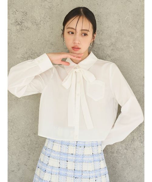 SNIDEL(スナイデル)の「バリエクロップドシャツ(シャツ/ブラウス・レディース・ストライプ/ホワイト/ピンク・F)」の22枚目の写真