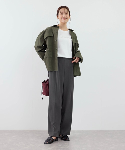 ROPE' PICNIC（ロペピクニック）の「【WEB限定サイズ】美フレアカラーパンツ（スラックス・レディース・イエロー/ブラック/サックスブルー/チャコールグレー・X-SMALL/S/M/L/XL）」の9枚目の写真