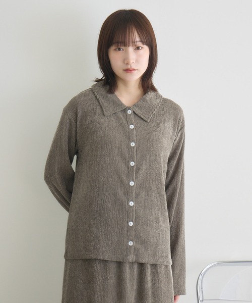 RU.TI.LE(ルチル)の「【RU.TI.LE】メランジ楊柳衿付きトップス(その他トップス・レディース・アイボリー/ブラウン/ライトグレー・MEDIUM)」の3枚目の写真