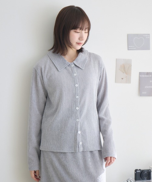 RU.TI.LE(ルチル)の「【RU.TI.LE】メランジ楊柳衿付きトップス(その他トップス・レディース・アイボリー/ブラウン/ライトグレー・MEDIUM)」の2枚目の写真