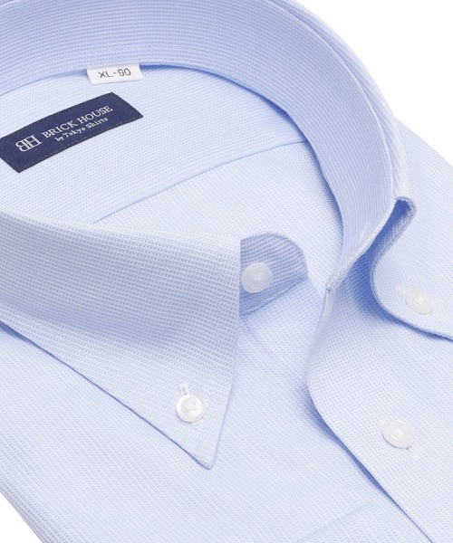 TOKYO SHIRTS(トウキョウシャツ)の「形態安定ノンアイロン ボタンダウン 長袖ビジネスワイシャツ(大きいサイズ・長いサイズ)(ビジネスシャツ・メンズ・ブルー・首回り39cm-裄丈88cm/首回り41cm-裄丈90cm/首回り42cm-裄丈90cm/首回り43cm-裄丈90cm/首回り45cm-裄丈82cm/首回り45cm-裄丈86cm/首回り45cm-裄丈90cm/首回り47cm-裄丈86cm/首回り47cm-裄丈90cm)」の2枚目の写真