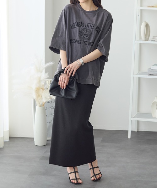 ReDial（リダイアル）の「ピグメント刺繍Tシャツ（Tシャツ/カットソー・レディース・ピンク/チャコールグレー/ブラウン・L/M/3L/LL）」の12枚目の写真