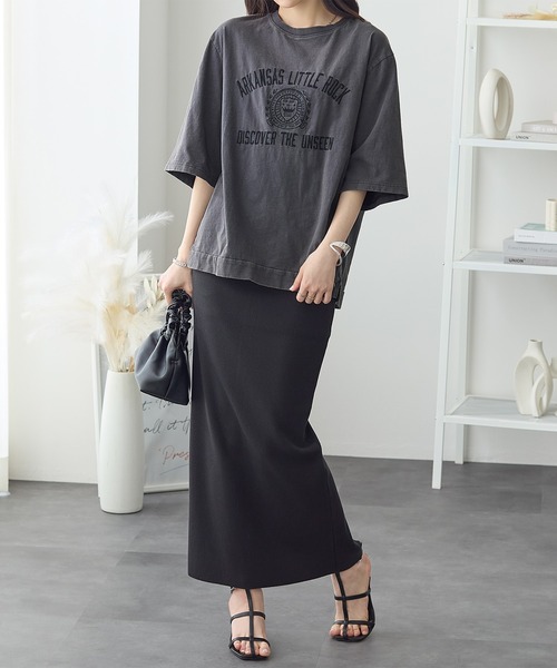 ReDial（リダイアル）の「ピグメント刺繍Tシャツ（Tシャツ/カットソー・レディース・ピンク/チャコールグレー/ブラウン・L/M/3L/LL）」の14枚目の写真