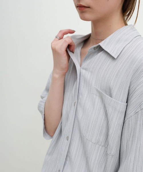 select MOCA（セレクトモカ）の「ビッグシルエットジャガードシャツ（シャツ/ブラウス・レディース・ライトグレー/ブラック/アイボリー・FREE）」の10枚目の写真