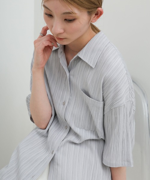 select MOCA（セレクトモカ）の「ビッグシルエットジャガードシャツ（シャツ/ブラウス・レディース・ライトグレー/ブラック/アイボリー・FREE）」の16枚目の写真