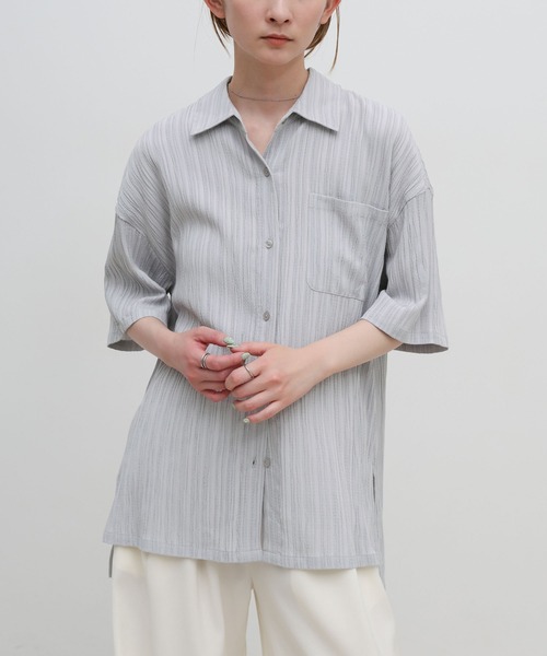 select MOCA（セレクトモカ）の「ビッグシルエットジャガードシャツ（シャツ/ブラウス・レディース・ライトグレー/ブラック/アイボリー・FREE）」の7枚目の写真