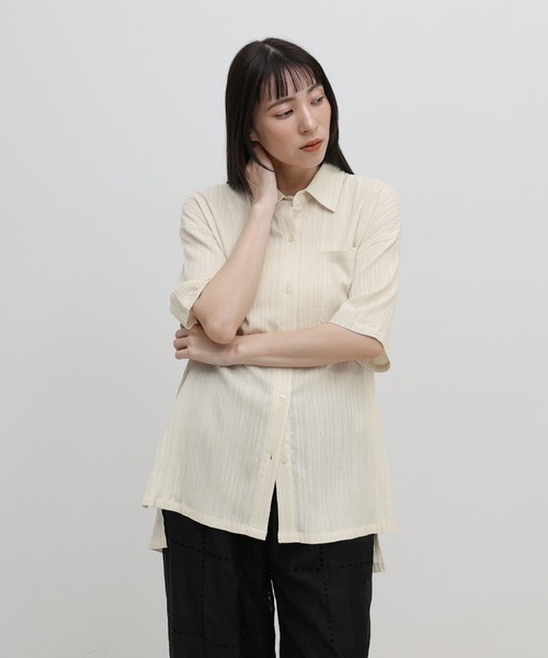 select MOCA（セレクトモカ）の「ビッグシルエットジャガードシャツ（シャツ/ブラウス・レディース・ライトグレー/ブラック/アイボリー・FREE）」の19枚目の写真