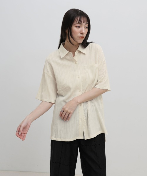select MOCA（セレクトモカ）の「ビッグシルエットジャガードシャツ（シャツ/ブラウス・レディース・ライトグレー/ブラック/アイボリー・FREE）」の22枚目の写真