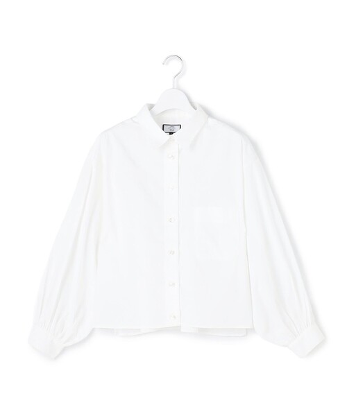 J.PRESS YORK STREET(ジェイプレスヨークストリート)の「【WOMEN】ストライプショート ブラウス(シャツ/ブラウス・レディース・ベージュ系1/ブラック系1/ホワイト系/サックスブルー系1/ピンク系1・F)」の1枚目の写真