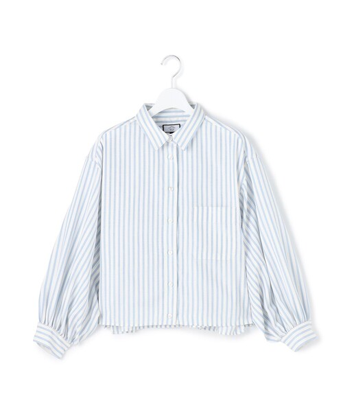 J.PRESS YORK STREET(ジェイプレスヨークストリート)の「【WOMEN】ストライプショート ブラウス(シャツ/ブラウス・レディース・ベージュ系1/ブラック系1/ホワイト系/サックスブルー系1/ピンク系1・F)」の4枚目の写真