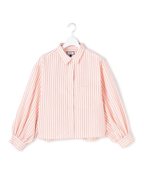 J.PRESS YORK STREET(ジェイプレスヨークストリート)の「【WOMEN】ストライプショート ブラウス(シャツ/ブラウス・レディース・ベージュ系1/ブラック系1/ホワイト系/サックスブルー系1/ピンク系1・F)」の5枚目の写真