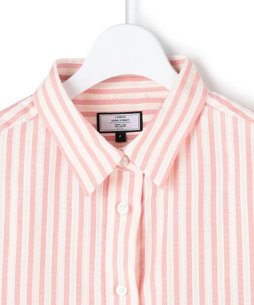J.PRESS YORK STREET(ジェイプレスヨークストリート)の「【WOMEN】ストライプショート ブラウス(シャツ/ブラウス・レディース・ベージュ系1/ブラック系1/ホワイト系/サックスブルー系1/ピンク系1・F)」の7枚目の写真