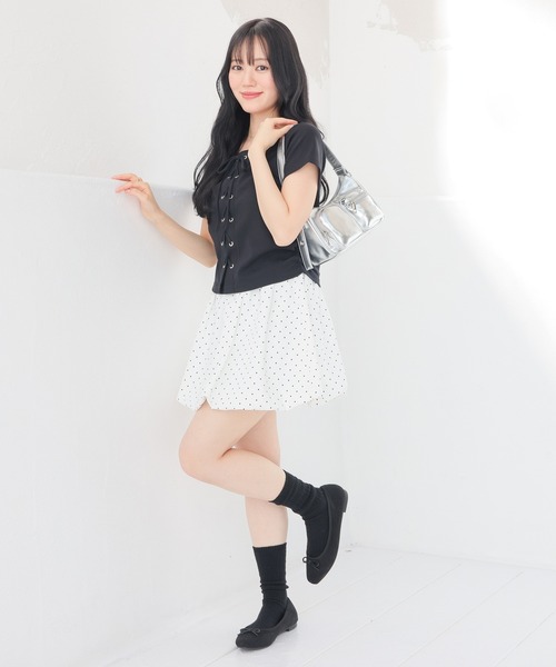 Honeys(ハニーズ)の「裏地パンツ付ミニスカート(スカート・キッズ・ホワイト系その他/ブラック系その他・150cm/L/M/S)」の4枚目の写真