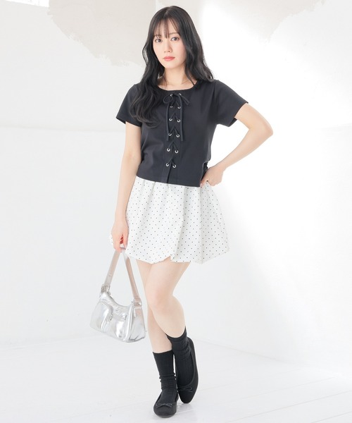 Honeys(ハニーズ)の「裏地パンツ付ミニスカート(スカート・キッズ・ホワイト系その他/ブラック系その他・150cm/L/M/S)」の5枚目の写真