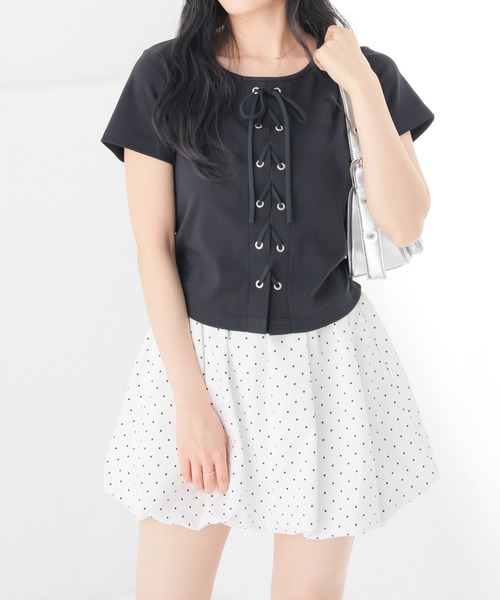 Honeys(ハニーズ)の「裏地パンツ付ミニスカート(スカート・キッズ・ホワイト系その他/ブラック系その他・150cm/L/M/S)」の6枚目の写真