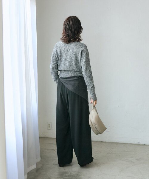 RIVE DROITE（リヴドロワ）の「予約【大人のこなれ感】メランジブークレーZIPニット（カーディガン/ボレロ・レディース・ブラック/ベージュ/サックスブルー・FREE）」の7枚目の写真