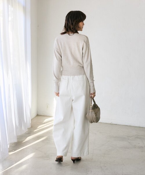 RIVE DROITE（リヴドロワ）の「予約【大人のこなれ感】メランジブークレーZIPニット（カーディガン/ボレロ・レディース・ブラック/ベージュ/サックスブルー・FREE）」の16枚目の写真