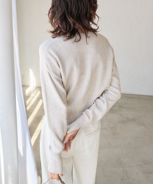 RIVE DROITE（リヴドロワ）の「予約【大人のこなれ感】メランジブークレーZIPニット（カーディガン/ボレロ・レディース・ブラック/ベージュ/サックスブルー・FREE）」の19枚目の写真