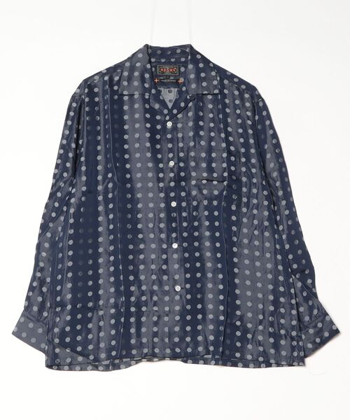 BEAMS PLUS(ビームスプラス)の「Open Collar Cupro Dot Pattern(シャツ/ブラウス・メンズ・ネイビー/イエロー・LARGE/MEDIUM/SMALL)」の2枚目の写真