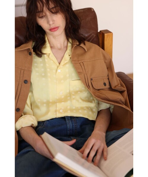 BEAMS PLUS（ビームスプラス）の「Open Collar Cupro Dot Pattern（シャツ/ブラウス・メンズ・ネイビー/イエロー・LARGE/MEDIUM/SMALL）」の4枚目の写真