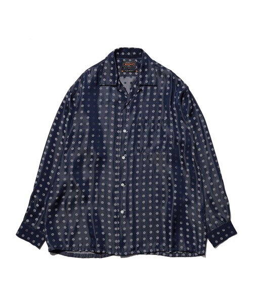 BEAMS PLUS（ビームスプラス）の「Open Collar Cupro Dot Pattern（シャツ/ブラウス・メンズ・ネイビー/イエロー・LARGE/MEDIUM/SMALL）」の12枚目の写真