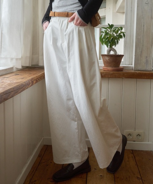 Birthday room（バースデイルーム）の「ピンタックワイドパンツ/Pintuck wide pants（その他パンツ・レディース・アイボリー/ブラック/ホワイト・FREE）」の5枚目の写真