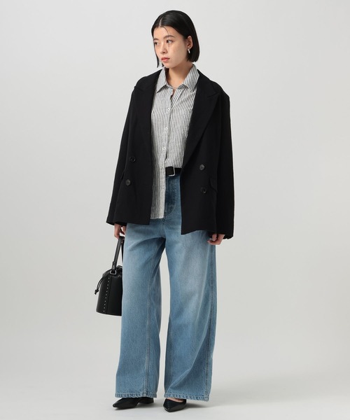 BAYFLOW（ベイフロー）の「[セットアップ着用可能]リネンジャケット（テーラードジャケット・レディース・ライトベージュ/ブラック・MEDIUM/SMALL）」の3枚目の写真