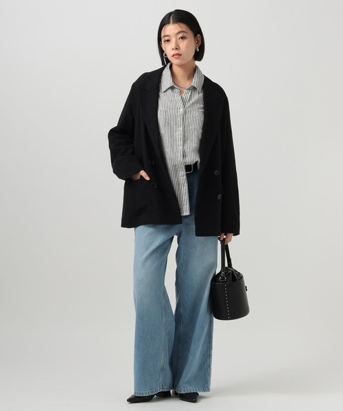 BAYFLOW（ベイフロー）の「[セットアップ着用可能]リネンジャケット（テーラードジャケット・レディース・ライトベージュ/ブラック・MEDIUM/SMALL）」の4枚目の写真