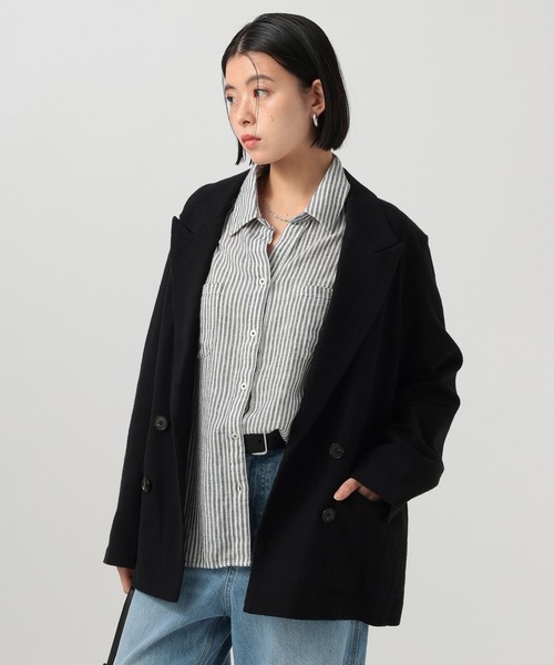 BAYFLOW（ベイフロー）の「[セットアップ着用可能]リネンジャケット（テーラードジャケット・レディース・ライトベージュ/ブラック・MEDIUM/SMALL）」の5枚目の写真