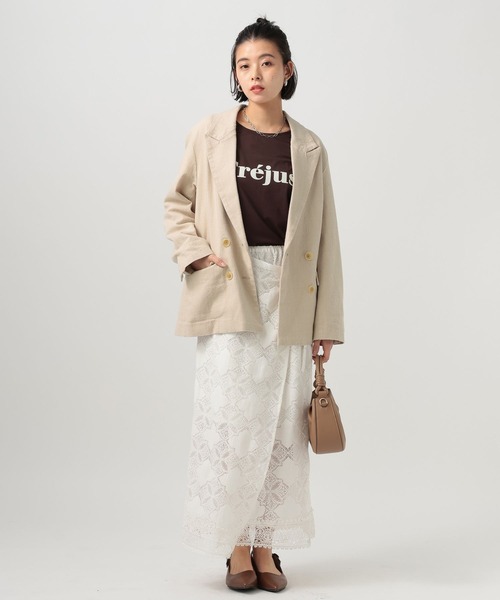 BAYFLOW（ベイフロー）の「[セットアップ着用可能]リネンジャケット（テーラードジャケット・レディース・ライトベージュ/ブラック・MEDIUM/SMALL）」の9枚目の写真