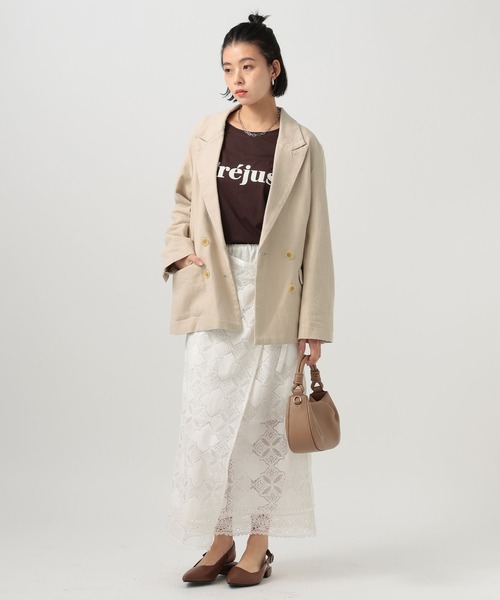 BAYFLOW（ベイフロー）の「[セットアップ着用可能]リネンジャケット（テーラードジャケット・レディース・ライトベージュ/ブラック・MEDIUM/SMALL）」の10枚目の写真