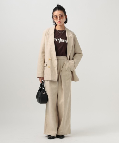 BAYFLOW（ベイフロー）の「[セットアップ着用可能]リネンジャケット（テーラードジャケット・レディース・ライトベージュ/ブラック・MEDIUM/SMALL）」の11枚目の写真