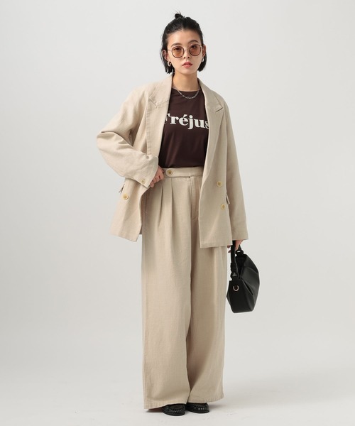 BAYFLOW（ベイフロー）の「[セットアップ着用可能]リネンジャケット（テーラードジャケット・レディース・ライトベージュ/ブラック・MEDIUM/SMALL）」の12枚目の写真