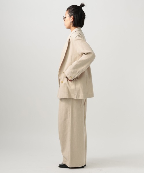 BAYFLOW（ベイフロー）の「[セットアップ着用可能]リネンジャケット（テーラードジャケット・レディース・ライトベージュ/ブラック・MEDIUM/SMALL）」の13枚目の写真