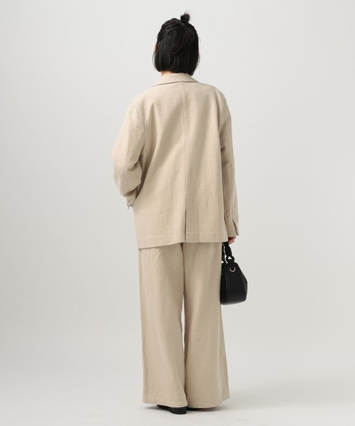 BAYFLOW（ベイフロー）の「[セットアップ着用可能]リネンジャケット（テーラードジャケット・レディース・ライトベージュ/ブラック・MEDIUM/SMALL）」の14枚目の写真