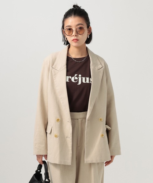 BAYFLOW（ベイフロー）の「[セットアップ着用可能]リネンジャケット（テーラードジャケット・レディース・ライトベージュ/ブラック・MEDIUM/SMALL）」の15枚目の写真