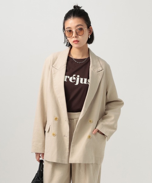 BAYFLOW（ベイフロー）の「[セットアップ着用可能]リネンジャケット（テーラードジャケット・レディース・ライトベージュ/ブラック・MEDIUM/SMALL）」の16枚目の写真