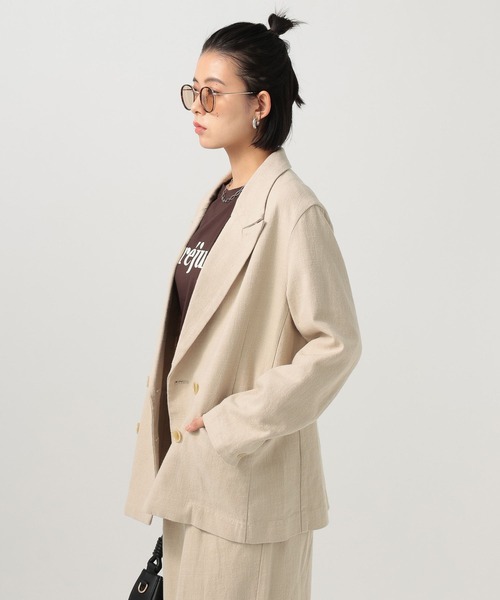 BAYFLOW（ベイフロー）の「[セットアップ着用可能]リネンジャケット（テーラードジャケット・レディース・ライトベージュ/ブラック・MEDIUM/SMALL）」の17枚目の写真