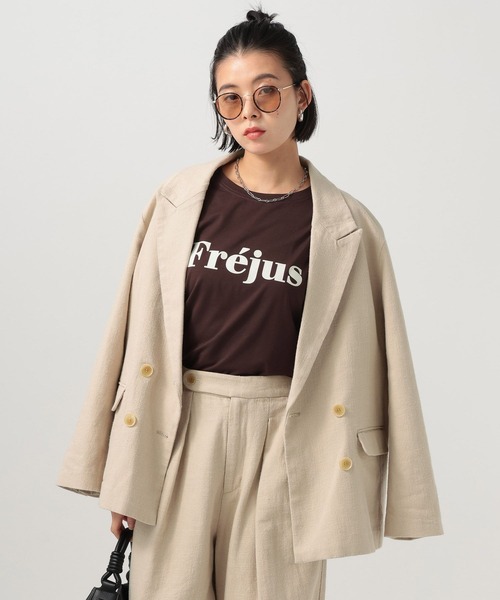 BAYFLOW（ベイフロー）の「[セットアップ着用可能]リネンジャケット（テーラードジャケット・レディース・ライトベージュ/ブラック・MEDIUM/SMALL）」の20枚目の写真