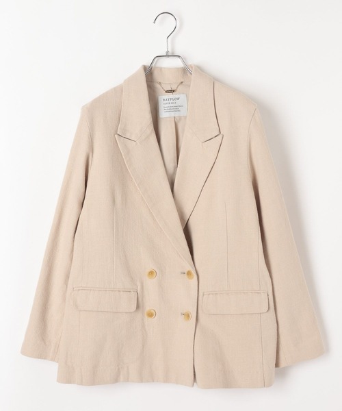 BAYFLOW（ベイフロー）の「[セットアップ着用可能]リネンジャケット（テーラードジャケット・レディース・ライトベージュ/ブラック・MEDIUM/SMALL）」の21枚目の写真