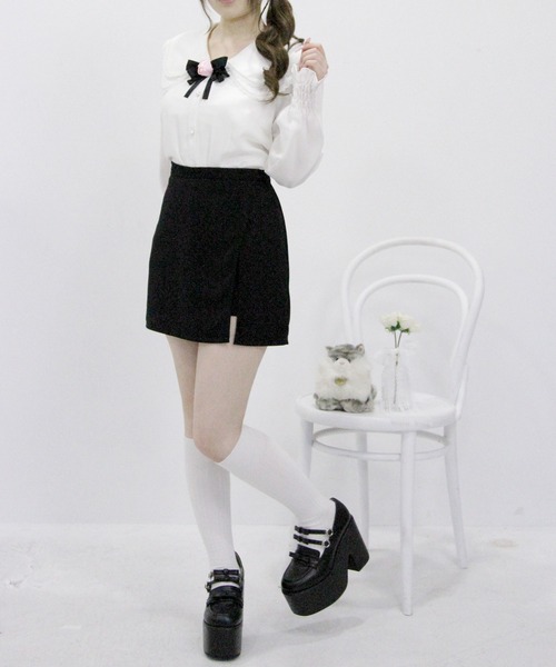DearMyLoveRose(ディアマイラブローズ)の「スリット入り台形スカパン【select Item】(スカート・レディース・グレー/ブラック・3L/LARGE/MEDIUM)」の3枚目の写真