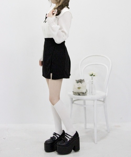 DearMyLoveRose(ディアマイラブローズ)の「スリット入り台形スカパン【select Item】(スカート・レディース・グレー/ブラック・3L/LARGE/MEDIUM)」の4枚目の写真