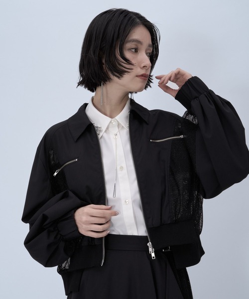 HARE(ハレ)の「メッシュキリカエショートブルゾン(HARE)(ブルゾン・レディース・ブラック/ホワイト・FREE)」の11枚目の写真