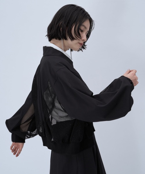 HARE(ハレ)の「メッシュキリカエショートブルゾン(HARE)(ブルゾン・レディース・ブラック/ホワイト・FREE)」の13枚目の写真