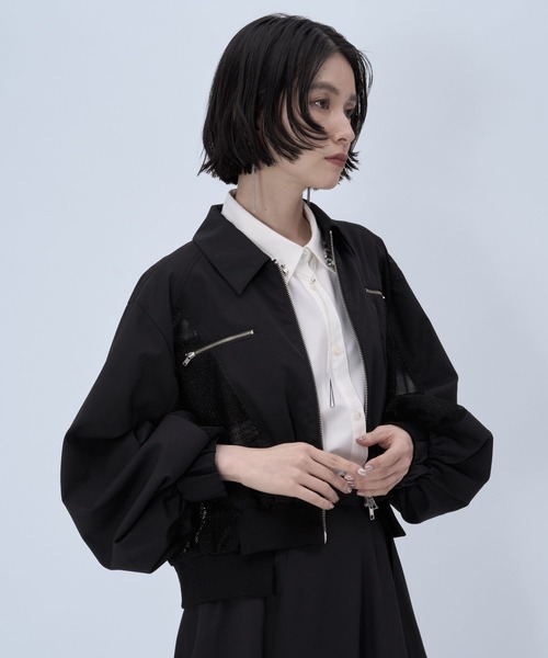 HARE(ハレ)の「メッシュキリカエショートブルゾン(HARE)(ブルゾン・レディース・ブラック/ホワイト・FREE)」の14枚目の写真