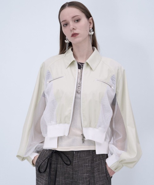 HARE(ハレ)の「メッシュキリカエショートブルゾン(HARE)(ブルゾン・レディース・ブラック/ホワイト・FREE)」の5枚目の写真