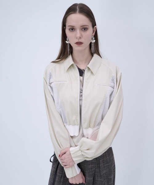 HARE(ハレ)の「メッシュキリカエショートブルゾン(HARE)(ブルゾン・レディース・ブラック/ホワイト・FREE)」の6枚目の写真