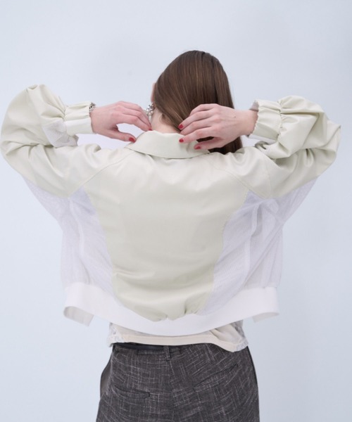 HARE(ハレ)の「メッシュキリカエショートブルゾン(HARE)(ブルゾン・レディース・ブラック/ホワイト・FREE)」の7枚目の写真