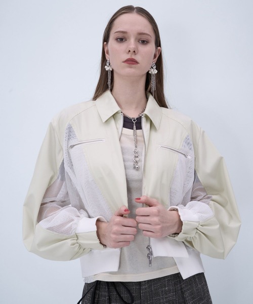 HARE(ハレ)の「メッシュキリカエショートブルゾン(HARE)(ブルゾン・レディース・ブラック/ホワイト・FREE)」の8枚目の写真