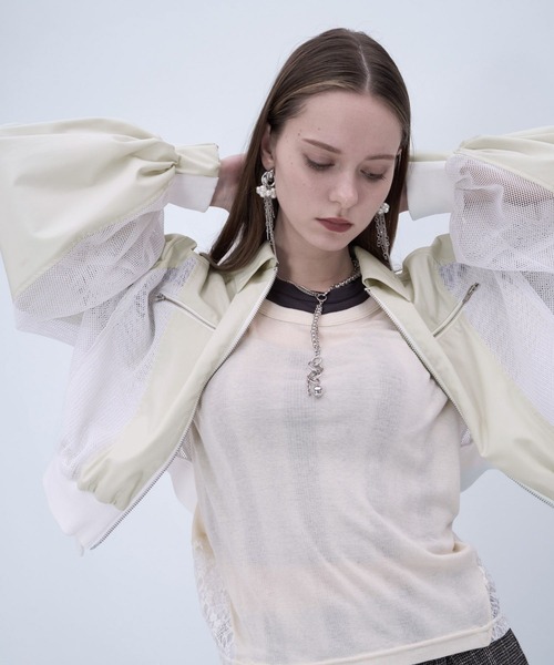 HARE(ハレ)の「メッシュキリカエショートブルゾン(HARE)(ブルゾン・レディース・ブラック/ホワイト・FREE)」の10枚目の写真